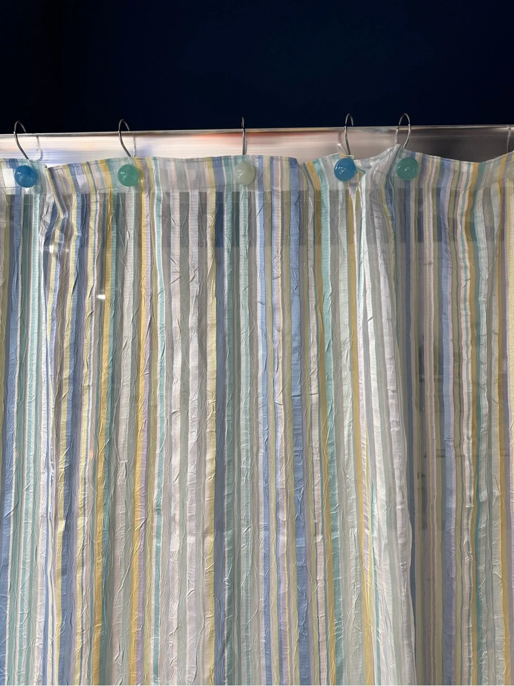 Striped Pastel Shower Curtain Panel - Blue, Green & Yellow